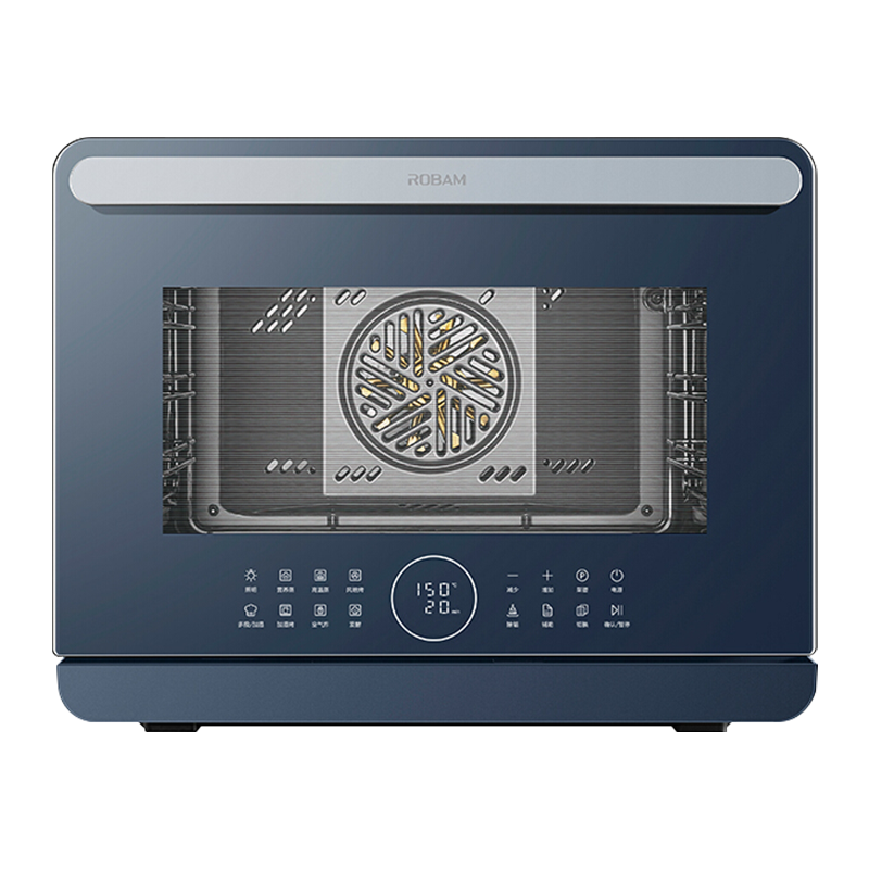 老板(ROBAM0)蒸烤炸一体机 台式32L大容量 珐琅搪瓷内胆家用多功能蒸烤箱空气炸三合一蒸箱烤箱CT075X 蓝色