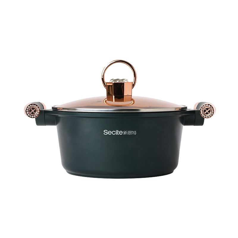 新思特钻石系列麦饭石汤锅ML-2805A不粘锅电磁炉燃气通用家用煮菜双耳小煲汤锅炖锅