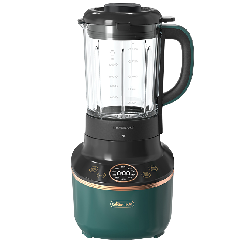 小熊(Bear)破壁机 家用 降噪预约加热豆浆机 多功能早餐机 料理机 榨汁机 辅食机1.5L PBJ-B08L1