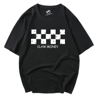 CLAW MONEY 短袖男士夏季宽松格子印花T恤潮流百搭休闲半袖情侣装