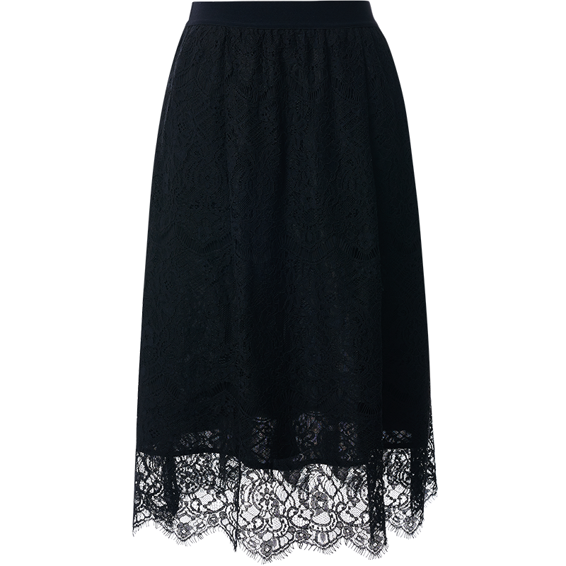 OUNIXUE欧昵雪 | [温柔风A字裙]夏季松紧高腰镂空睫毛蕾丝半身裙女