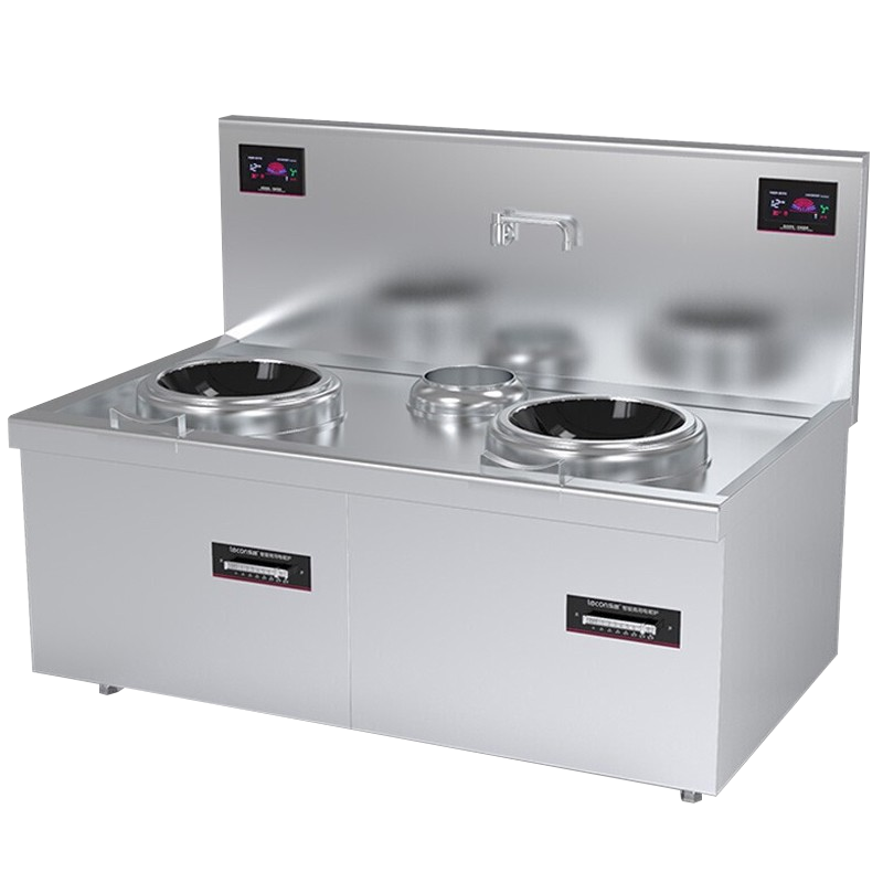 乐创(lecon)商用电磁炉 大锅灶食堂电磁灶大功率灶台 12KW*2 双头单尾