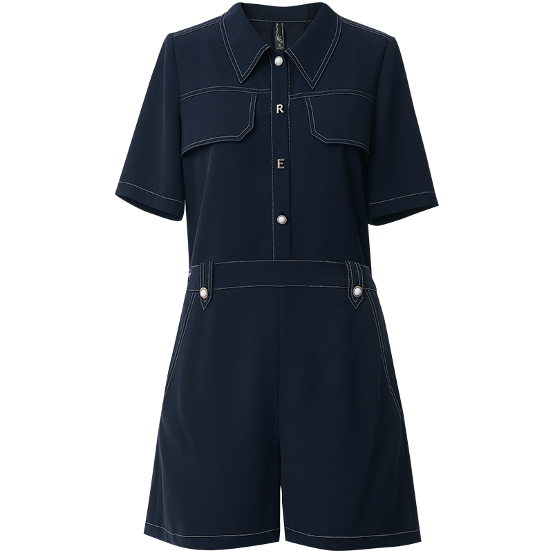 OUNIXUE欧昵雪 | [通勤两件套]夏季宽松翻领上衣高腰阔腿裤女式套装