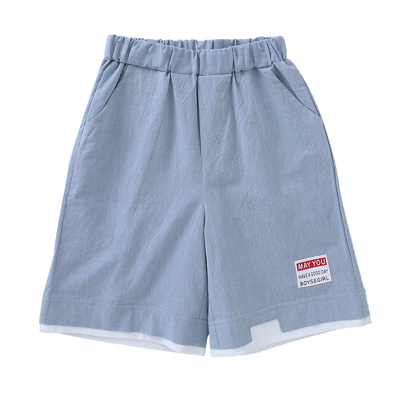 龙之涵(LONGZHIHAN)男童短裤砟季薄款2022新款儿童休闲中大童田孩子五分裤子