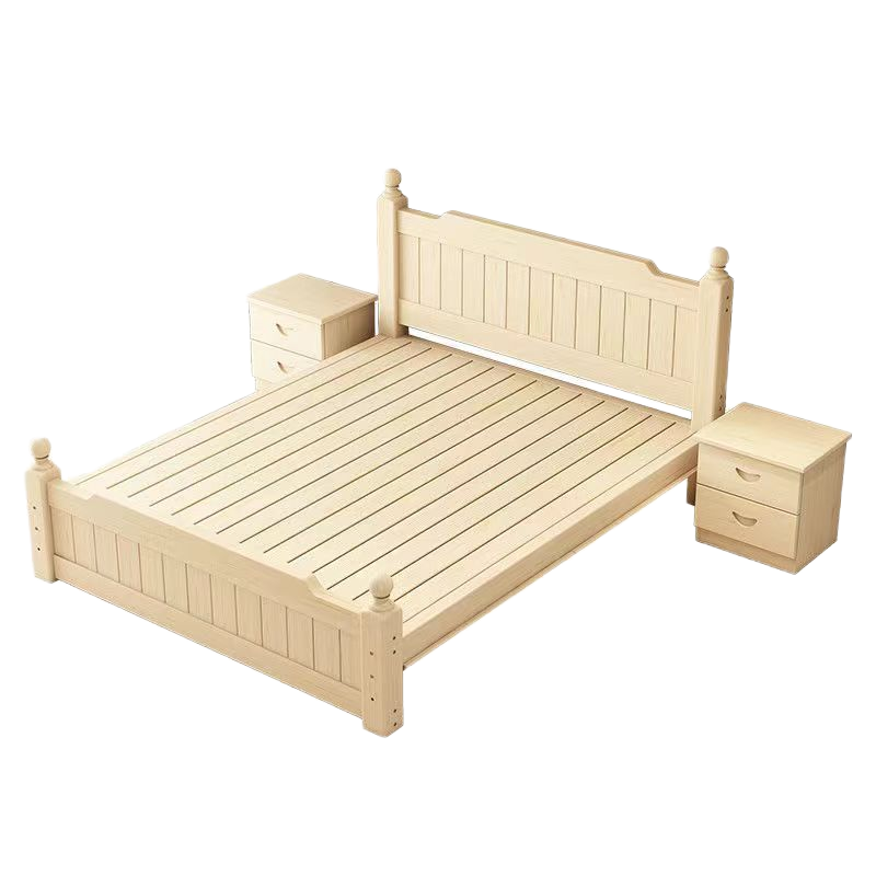 易企采 松木床1200*2000*400mm 清漆实木床 现代简约全实木床