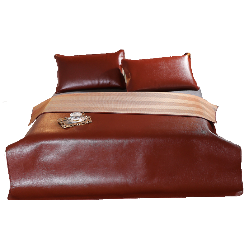 苏宁极物 红棕色头层水牛皮凉席1.8m1.5m 凉席席子套组 床上用品单枕套 双人席夏季凉席舒适透气 新品