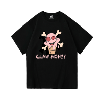 CLAW MONEY 夏季短袖T恤男半袖潮牌上衣宽松休闲纯棉打底衫体恤