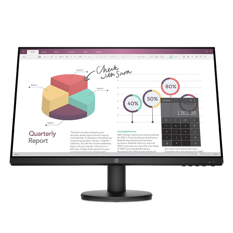 惠普(HP)P24V G4 23.8英寸商用显示器 三边窄边框 防眩光|低蓝光 支持HDMI VGA接口 IPS高清屏