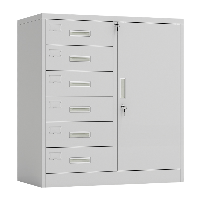 易企采 钢制十二斗柜 多斗柜抽屉储物柜带锁多层收纳柜铁皮文件资料柜办公矮柜