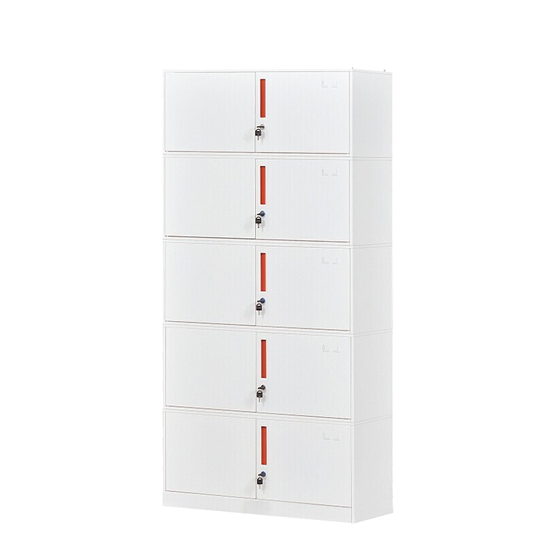 永格文件柜办公柜钢制铁皮柜资料柜档案柜储物器材柜拆装柜分五节薄边橘色拉手加厚款