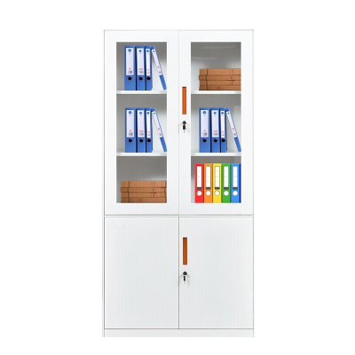 永格文件柜办公柜钢制铁皮柜资料柜档案柜储物拆装柜大器械薄边橘色拉手加厚款