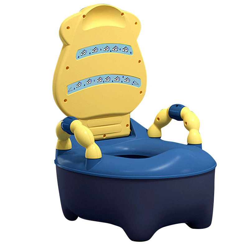 DuDi/青蛙嘟迪 儿童坐便器女宝宝婴儿男便盆尿盆儿童马桶座便器婴儿坐便器马桶宝宝坐便器 卡通奶牛座便器 蓝黄色