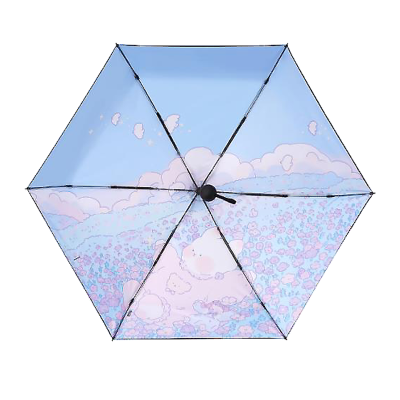 天堂伞 五折伞53cm*6骨全遮光黑胶花间迷你晴雨伞太阳伞遮阳伞礼品伞1283