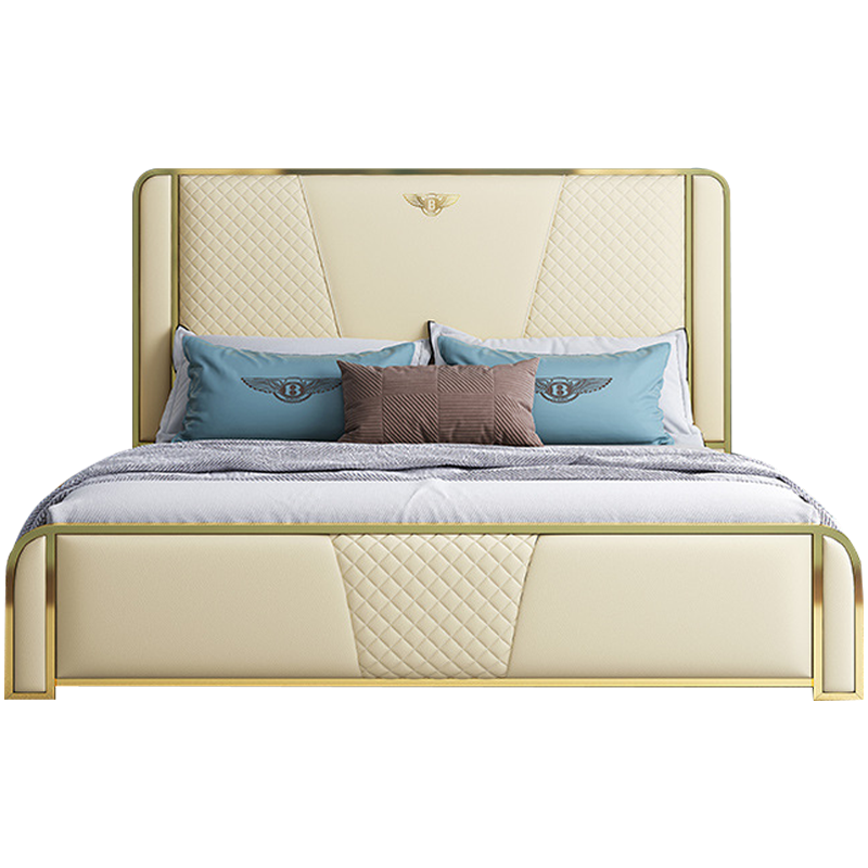 梵宜 皮床 意式轻奢1.8米单双人床现代简约皮艺软床北欧风卧室家具802#