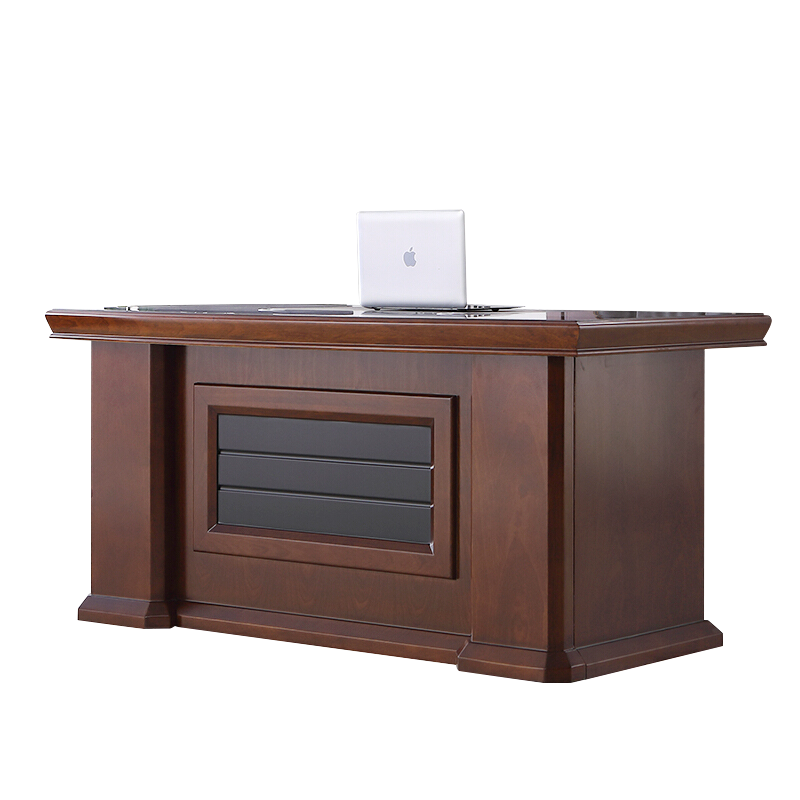 永格办公家具老板桌总裁桌经理桌大班台办公桌油漆贴实木皮经理桌 1.6米单桌