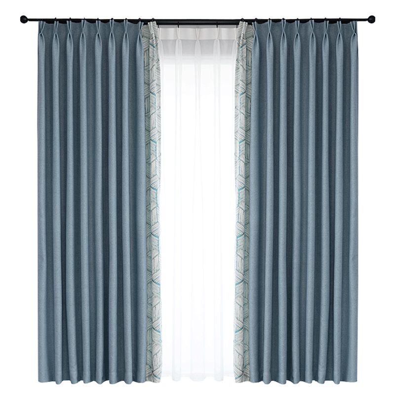 金蝉遮光窗帘北欧简约卧室客厅双色拼接加厚遮阳布2022年新款