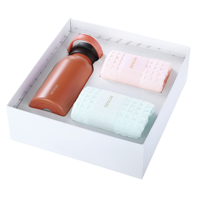 德世朗不锈钢保温杯炫酷运动套装 400ml运动杯+华夫格毛巾两条 商务礼品定制套装