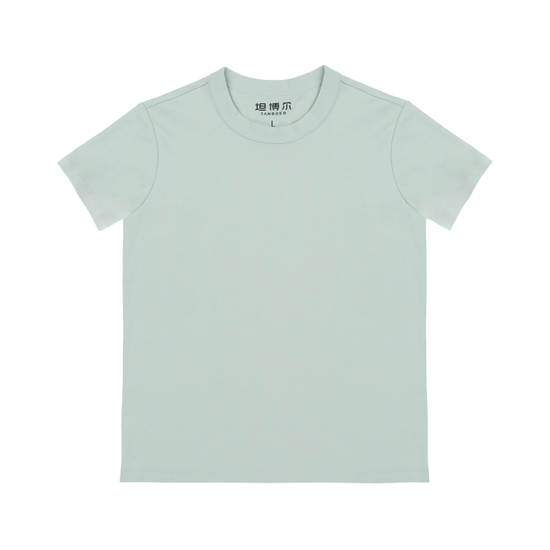 坦博尔22新款纯色圆领T恤女上衣短袖修身白色体恤内搭半袖百搭上衣TD2620206