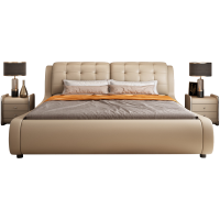 梵宜现代简约399#实木1.5米皮床主卧1.8米软包双人床储物高箱婚床