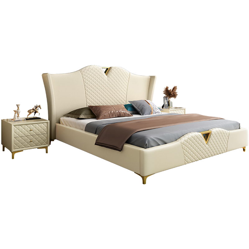 梵宜 皮床 意式轻奢1.8米单双人床现代简约皮艺软床北欧风卧室精品家具906#