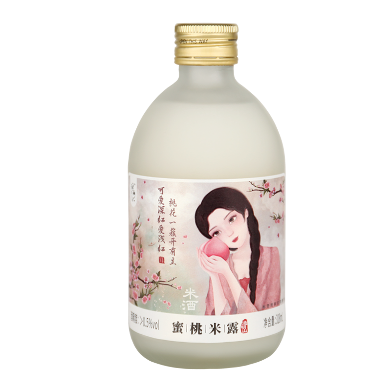 通明山 微醺网红高颜值果酒 低度甜酒 蜜桃米露318ml*1瓶装