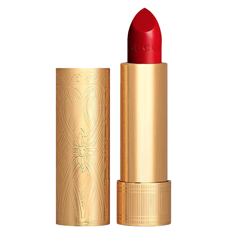 [送礼盒]古驰(GUCCI) 口红金管唇膏绿管唇膏古驰小碎花口红 金管缎面唇膏 502#玫红色