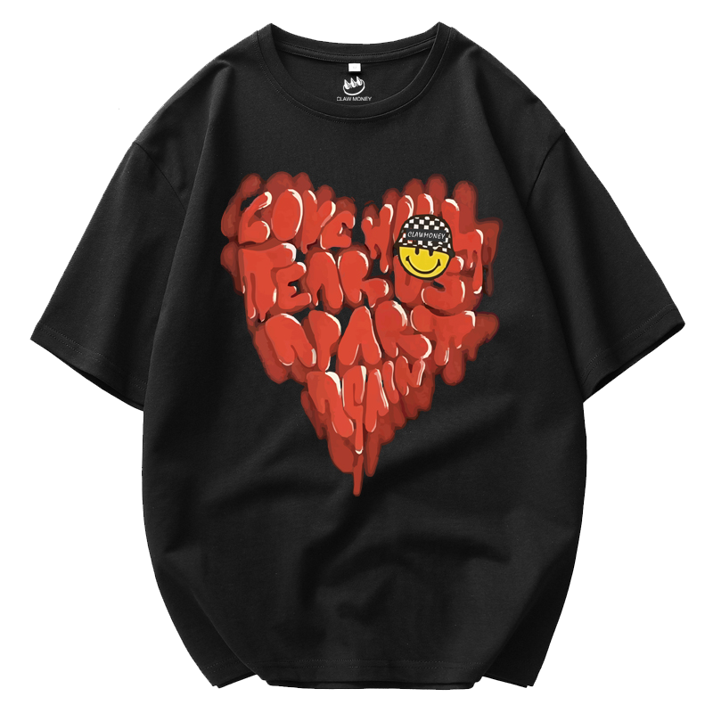 Claw money 纯棉短袖T恤男2022新品情侣圆领男士T恤印花潮上衣