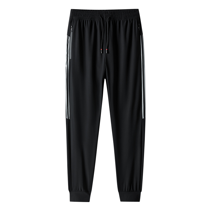 圣吉奥户外速干裤男夏薄款冰丝弹力束口三条杠运动裤印字定制LOGO