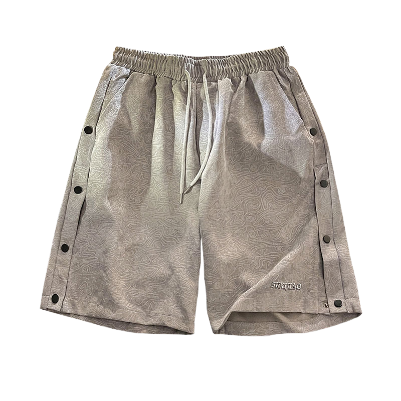 CLAW MONEY短裤男士夏季潮牌宽松百搭五分裤子冰丝排扣纯色休闲裤