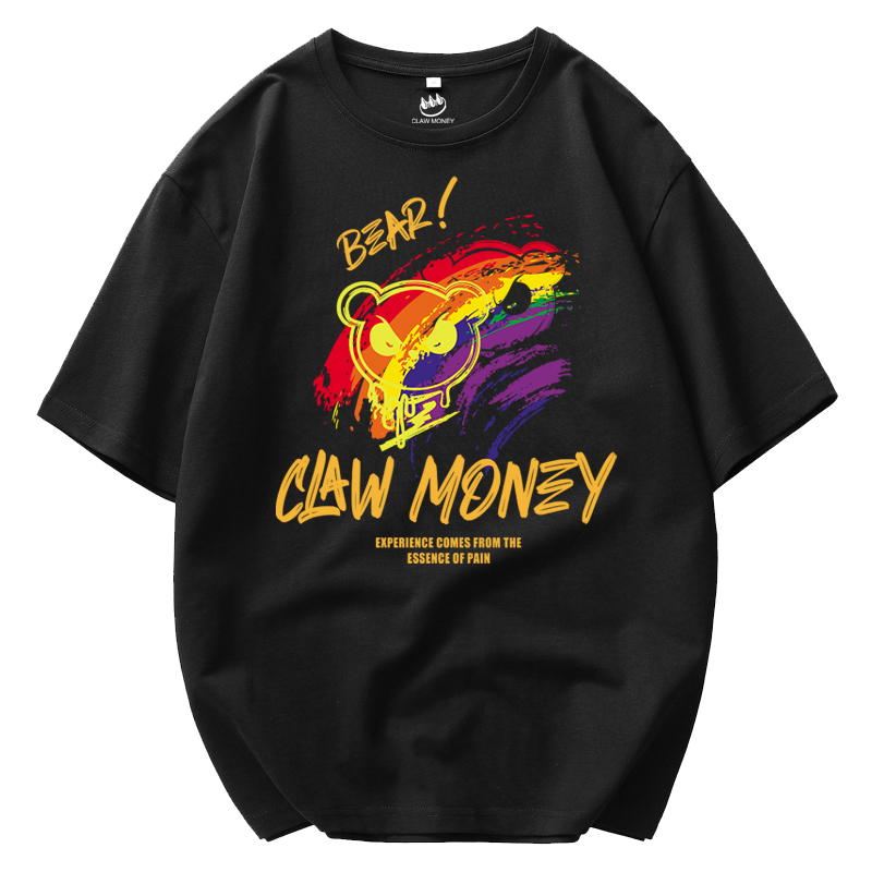 Claw money 男士短袖T恤夏新品时尚圆领纯棉宽松情侣上衣潮打底衫