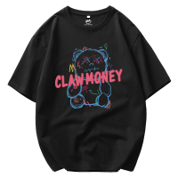 Claw money 纯棉男士短袖T恤时尚圆领印花宽松上衣夏新品潮情侣
