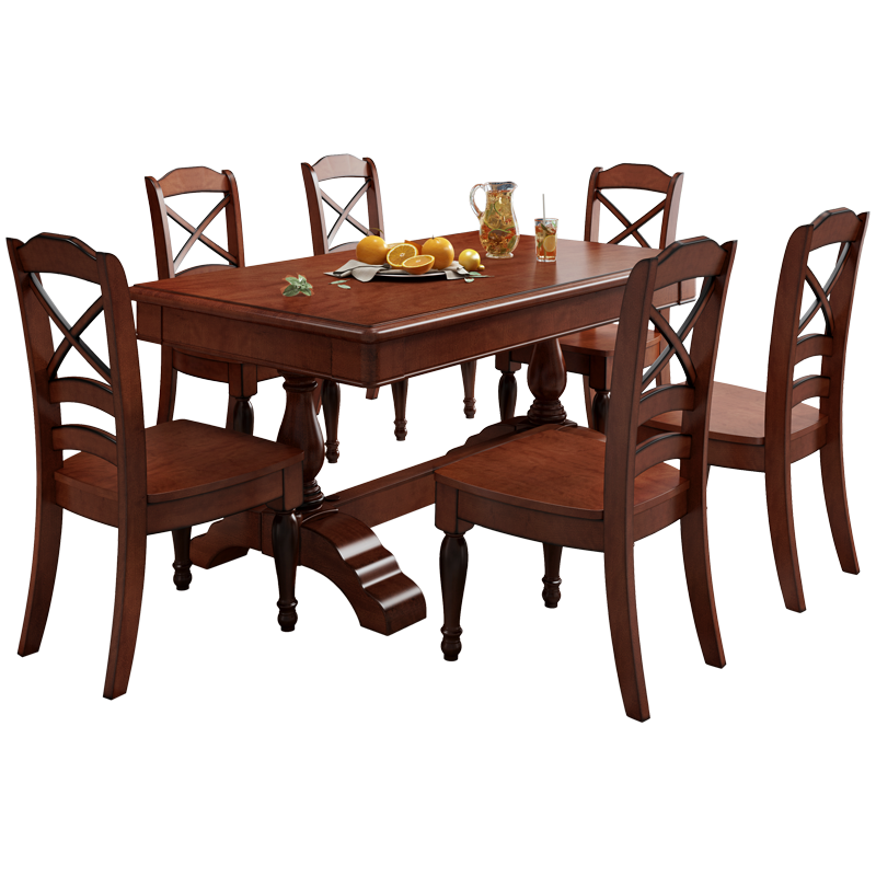 梵宜 实木餐桌 桃花芯木西餐桌椅组合小户型吃饭桌子美式餐厅精品家具8805餐椅