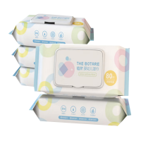 婴儿新生儿湿纸巾实惠装带盖幼儿童手口屁专用宝宝湿巾 80抽5大包 1箱