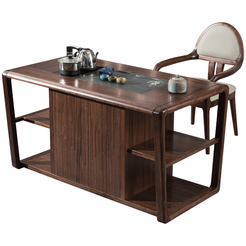 梵宜 茶台黑胡桃木电视柜组合套装沙发搭配方边几现代中式客厅精品家具8H10#