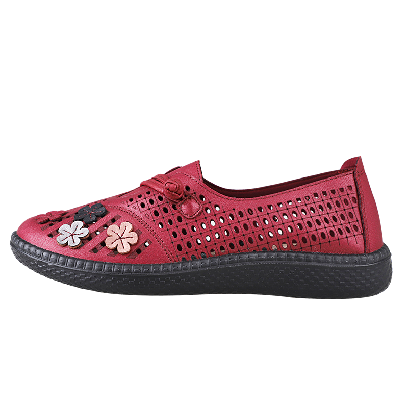 双星夏季新品女款老北京皮面清凉透气休闲鞋浅口鞋93125