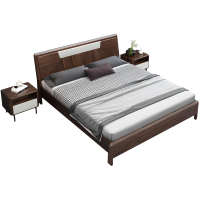 梵宜 床 实木床 北美黑胡桃木床1.8米单双人床高箱储物床卧室精品家具6A01#