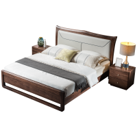 梵宜 床 实木床 北美黑胡桃木床1.8米中式双人床高箱储物床卧室精品家具8A09#