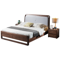 梵宜 床 实木床 北美黑胡桃木床1.8米单双人床高箱储物床卧室精品家具8A01#