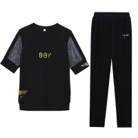 锋非凡 品牌运动套装女夏2022新款短袖短裤T恤两件套韩版时尚圆领绣花中年短袖T恤版型短裤纯棉宽松休闲服宽松大码两件套