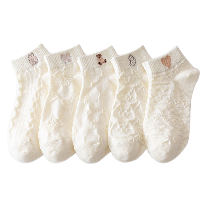 [10双]袜子女夏季薄款短袜透气浮雕日系少女四季运动JK船袜夏天仙女士袜子