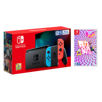 任天堂Nintendo Switch红蓝主机+舞力全开游戏实体卡+耀西的手工世界实体卡 家用游戏机
