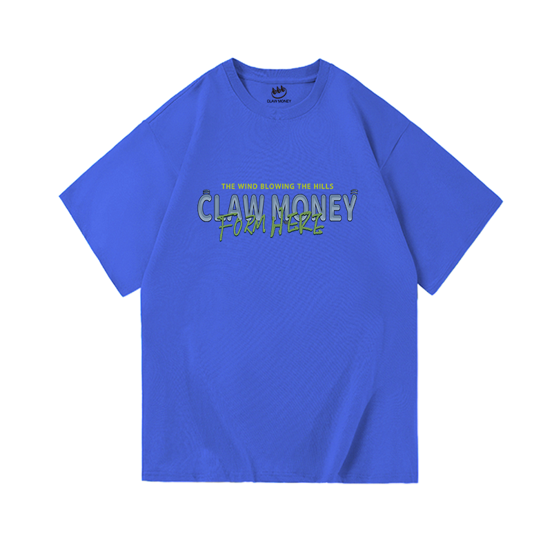 CLAW MONEY 夏季纯棉短袖t恤男2022新款圆领宽松体恤印花半袖上衣
