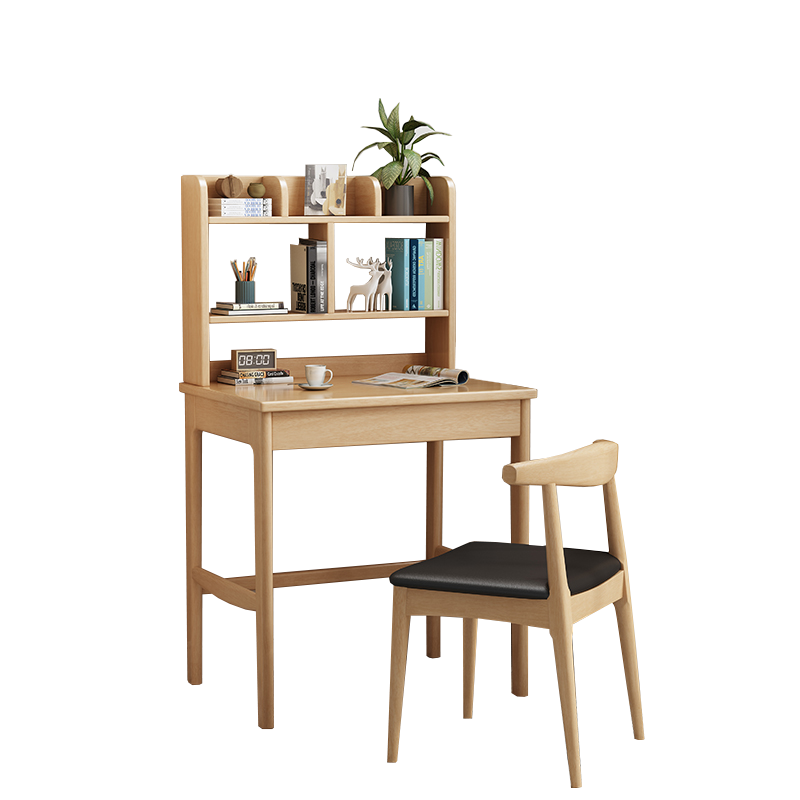 梵宜 实木书桌学习桌椅套装带储物书架抽屉写字桌学生课桌工作台911#