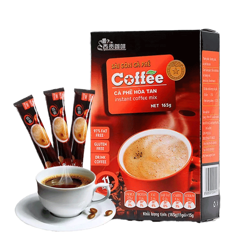 越南进口 西贡咖啡 原味咖啡165g(11支)盒装 三合一咖啡原味浓香现磨口感SAGOCOFFEE(HZ:003)