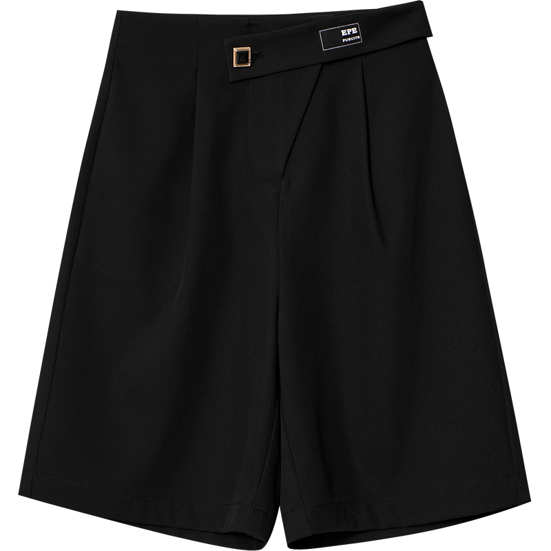 OUNIXUE欧昵雪 | [职场通勤A字短裤]夏季简约小众纯色高腰阔腿裤子女休闲裤