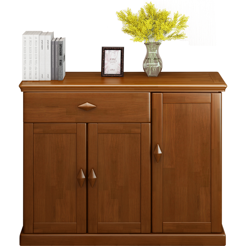 梵宜现代中式橡胶木实木鞋柜M19#现代简约客厅储物柜带旋转功能