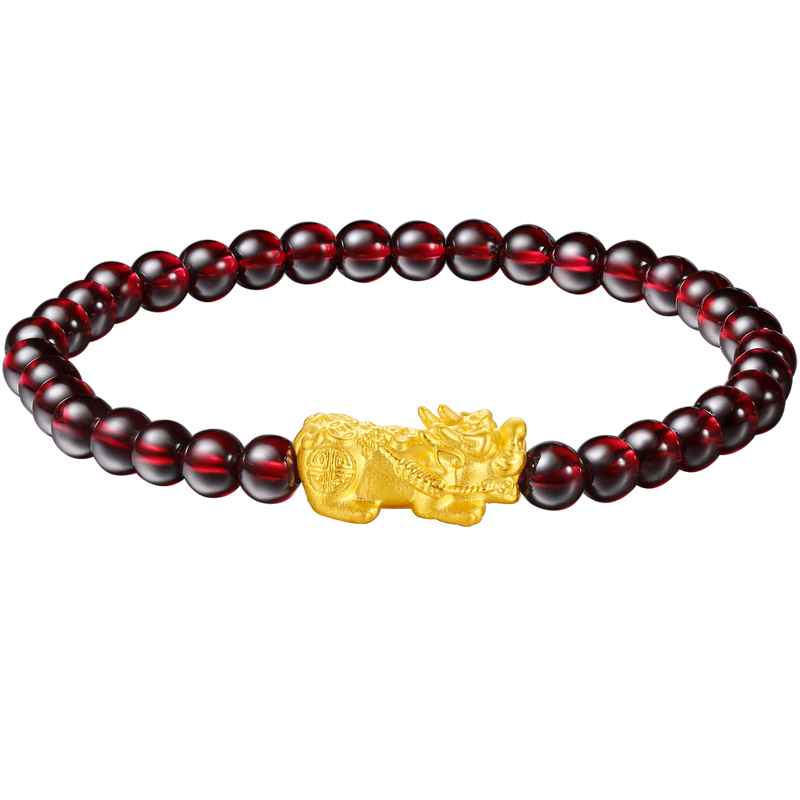 周大生 黄金饰品黄金珠宝宝石手链黄金貔貅手链 男女通用自戴款路路通珠足金其他硬金皮丘石榴黄金饰品 女士珠宝首饰