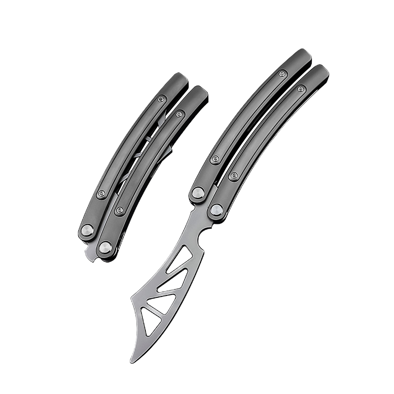西户 户外 钛合金蝴蝶折叠未开刃甩手刀一体钛柄花式训练刀 练习