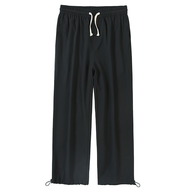 WOOG2005夏季薄款冰丝运动裤子男垂感速干抽绳宽松束脚九分休闲裤