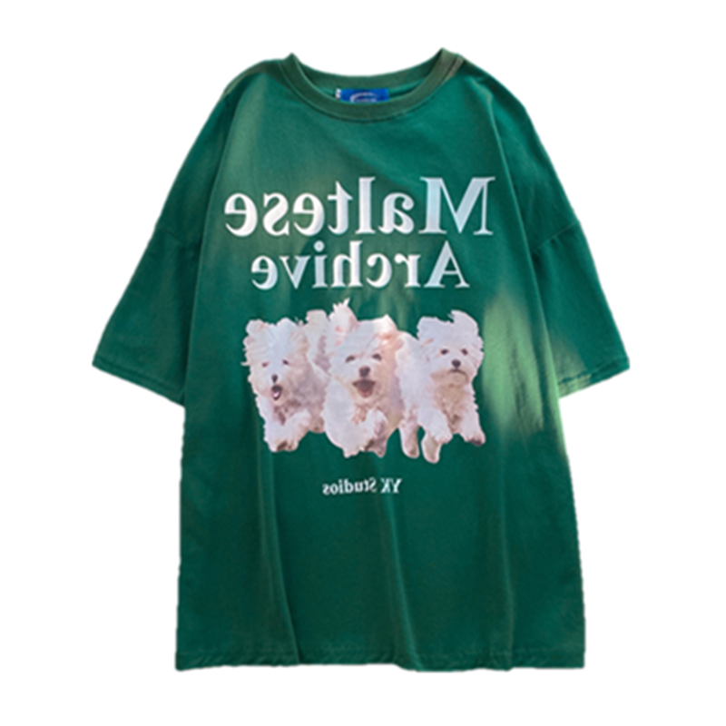 秋壳美式潮款甜酷小众设计感卡通短袖T恤女2022夏季百搭圆领上衣